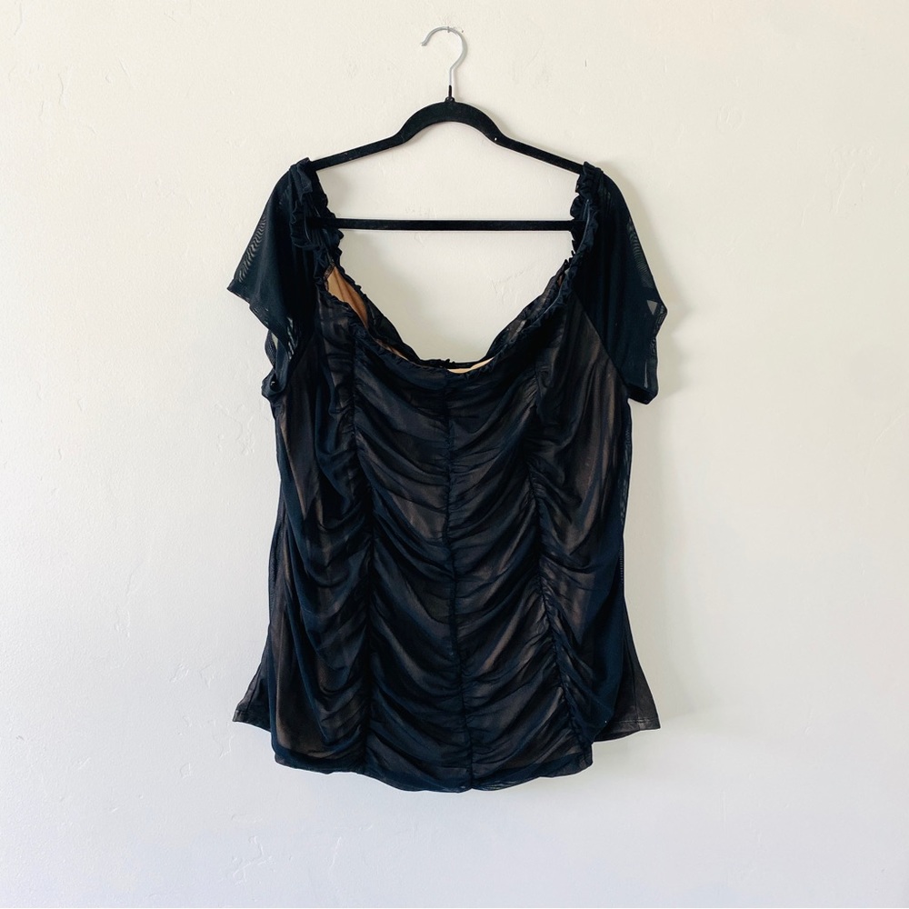 Torrid Ruched Off-the-Shoulder Mesh Blouse